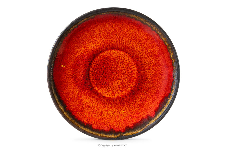 PRIMA Filiżanka do kawy ze spodkiem z ceramiki ręcznie szkliwiony 6 szt. czerwony czerwony - zdjęcie 8