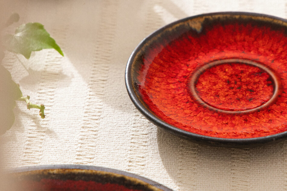 PRIMA Filiżanka do espresso ze spodkiem z ceramiki ręcznie szkliwiony 6 szt. czerwony czerwony - zdjęcie 16