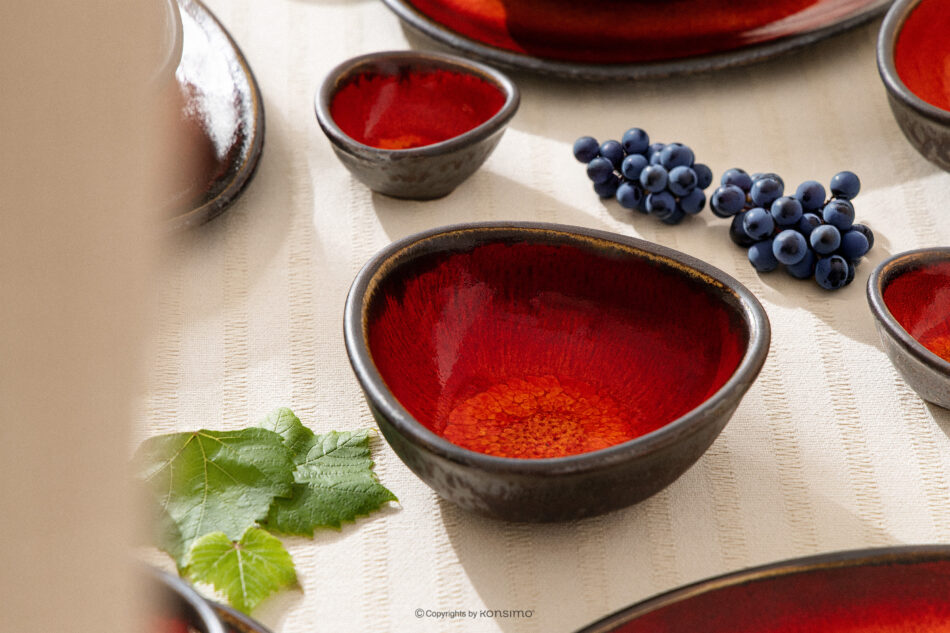 PRIMA Zestaw obiadowy w stylu loft 6os. (18 el.) czerwony czerwony - zdjęcie 15