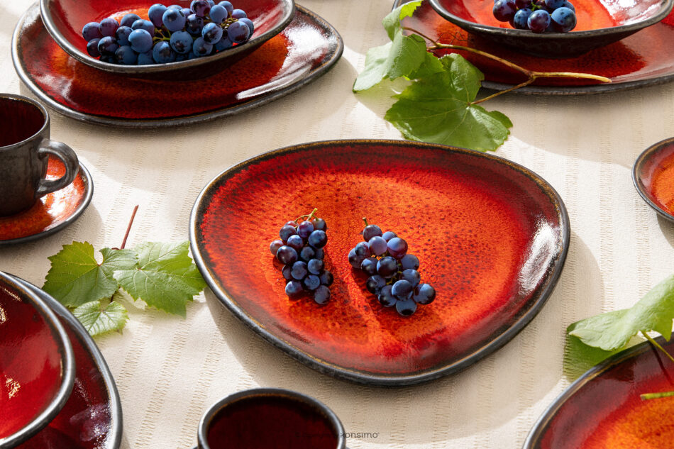 PRIMA Zestaw obiadowy z ceramiki 6os. (12 el.) czerwony czerwony - zdjęcie 13