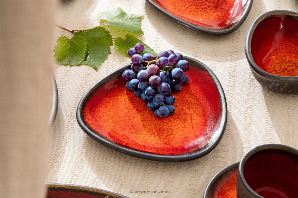 PRIMA Zestaw kawowy ręcznie szkliwiony 6 os. (18 el.) czerwony czerwony - zdjęcie 16