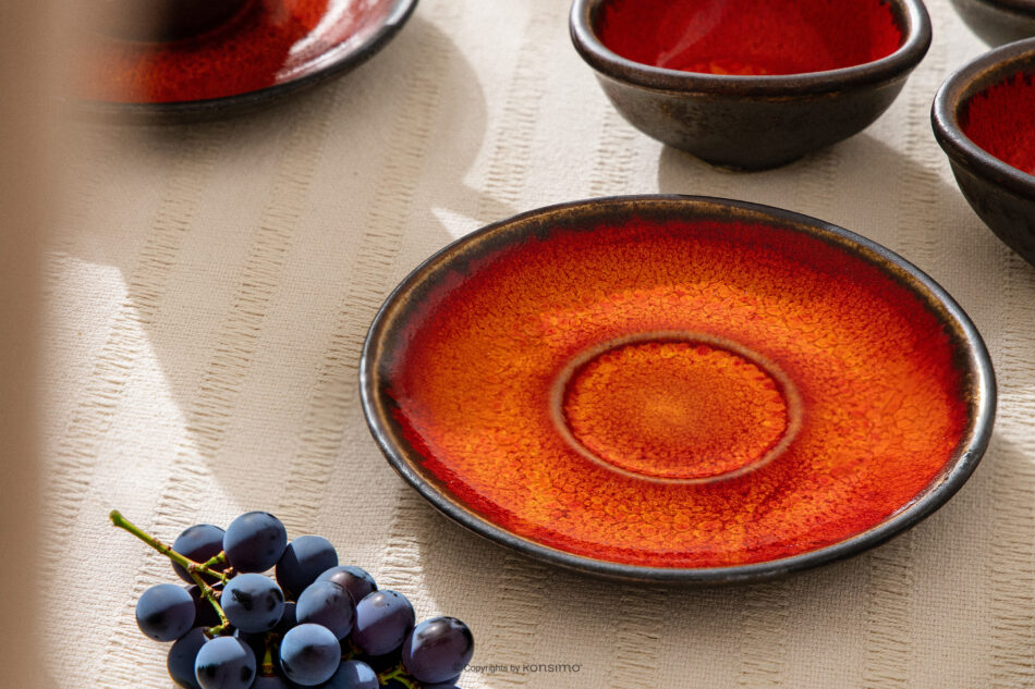 PRIMA Zestaw kawowy ręcznie szkliwiony 6 os. (18 el.) czerwony czerwony - zdjęcie 19