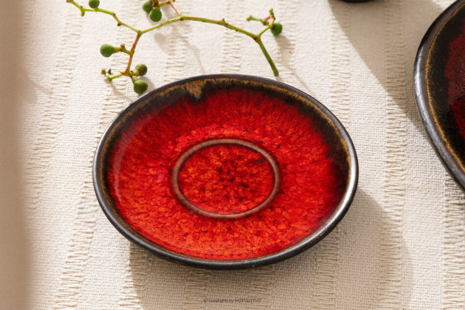 PRIMA Zestaw kawowy espresso ręcznie szkliwiony 6 os. (18 el.) czerwony czerwony - zdjęcie 19