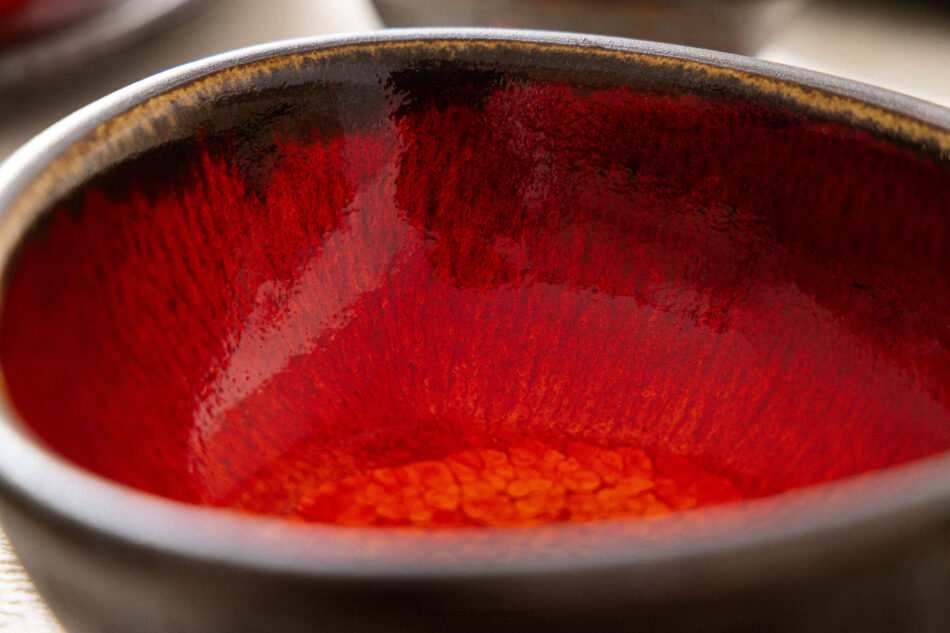 PRIMA Zestaw obiadowo-kawowy z ceramiki ręcznie szkliwiony 6 os. (30 el.) czerwony czerwony - zdjęcie 24