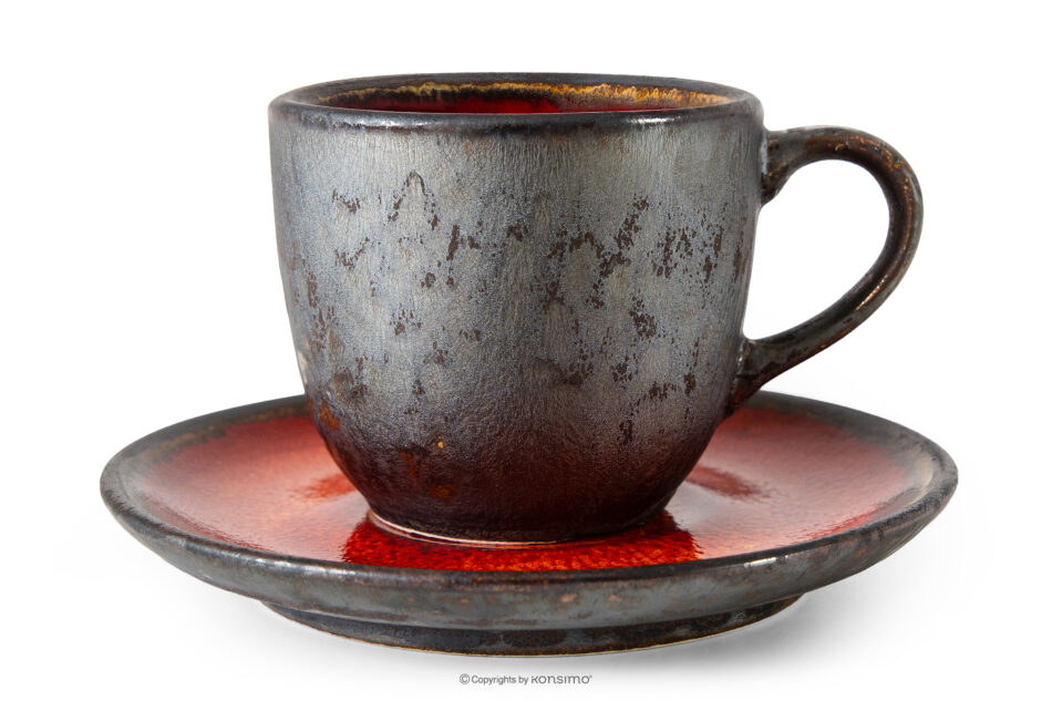 PRIMA Zestaw obiadowo-kawowy z ceramiki ręcznie szkliwionej 6 os. (36 el.) czerwony czerwony - zdjęcie 10