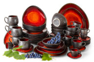 Zestaw obiadowo-śniadaniowo-kawowy 6 os. (60 el.) czerwony