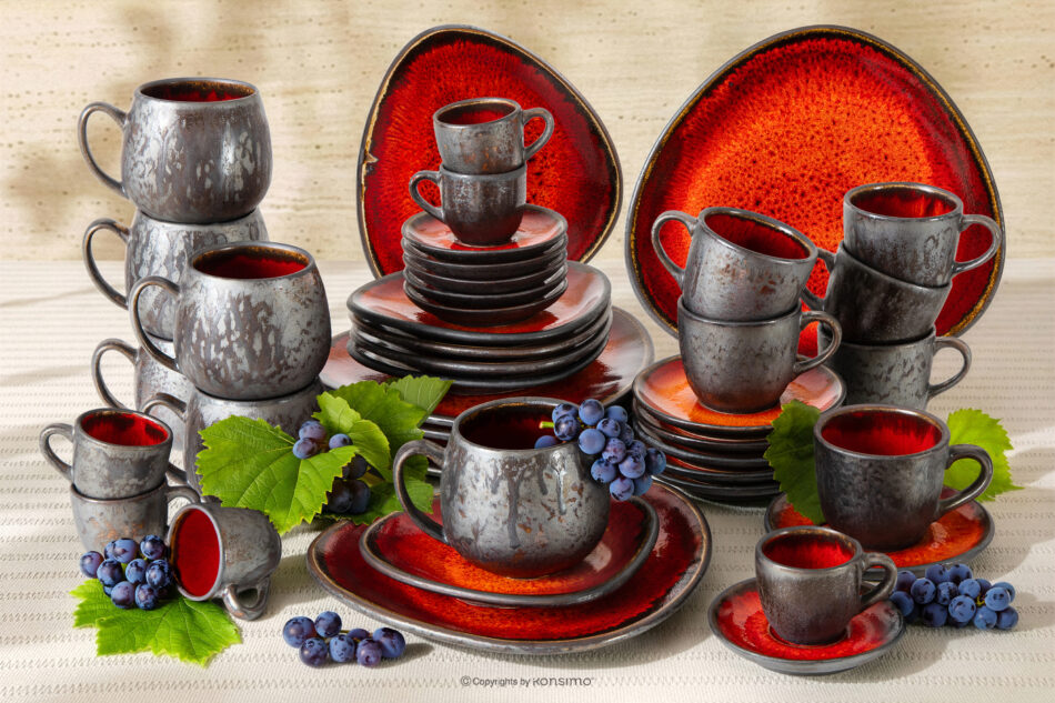 PRIMA Zestaw kawowo-śniadaniowy 6 os. (42 el.) czerwony czerwony - zdjęcie 1