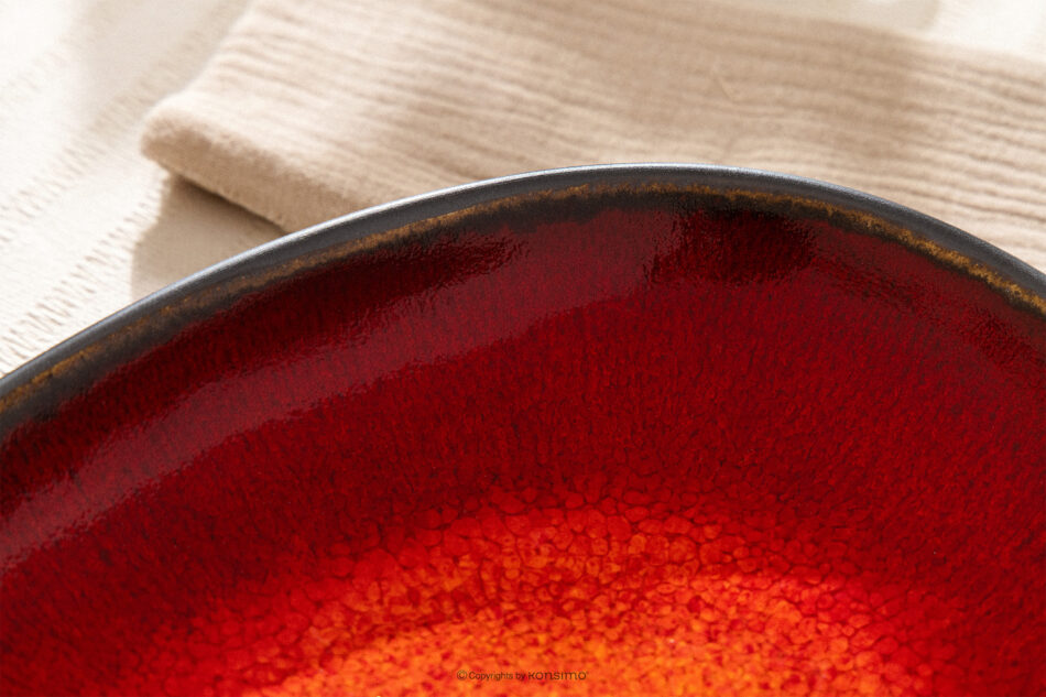 PRIMA Zestaw obiadowy ręcznie szkliwiony 2os. (6 el.) czerwony czerwony - zdjęcie 15