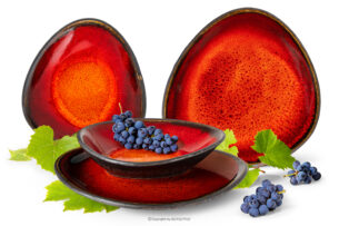 PRIMA, https://konsimo.pl/kolekcja/prima/ Zestaw obiadowy ręcznie szkliwiony dla 2 osób (4 el.) czerwony czerwony - zdjęcie