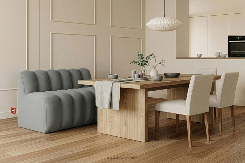 CORDA Ławka tapicerowana do jadalni 120 cm welur jasny szary jasny szary - zdjęcie 1