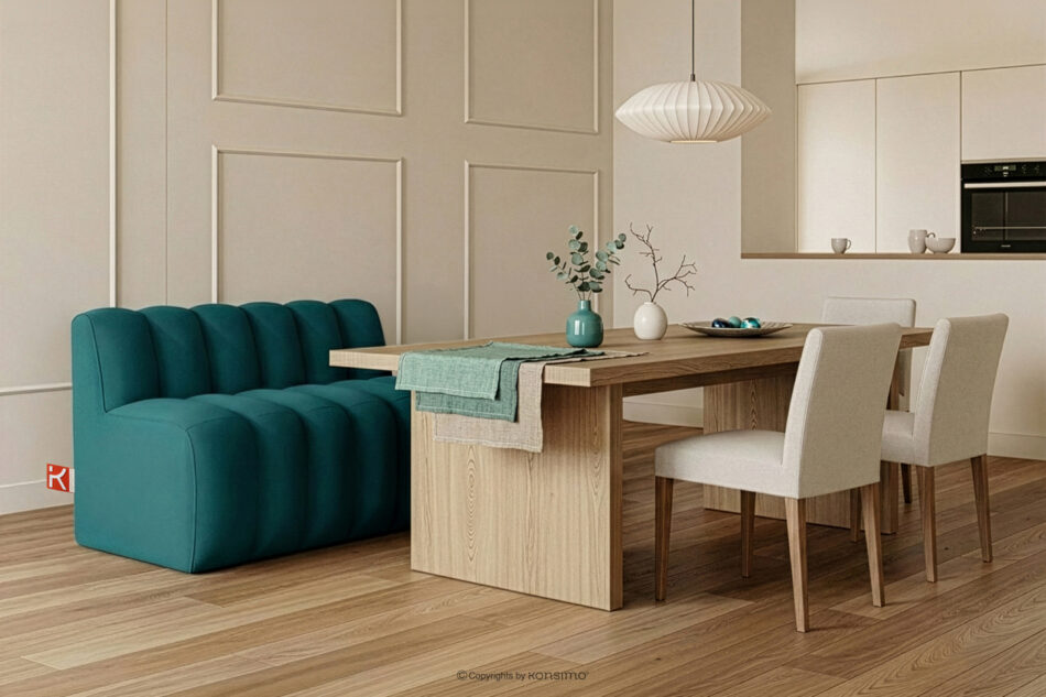 CORDA Ławka tapicerowana do jadalni 120 cm welur morski morski - zdjęcie 1