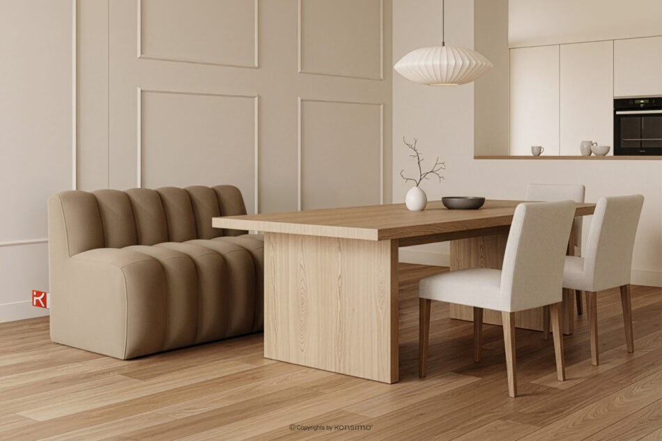 CORDA Ławka tapicerowana do jadalni 120 cm welur beżowy beżowy - zdjęcie 1