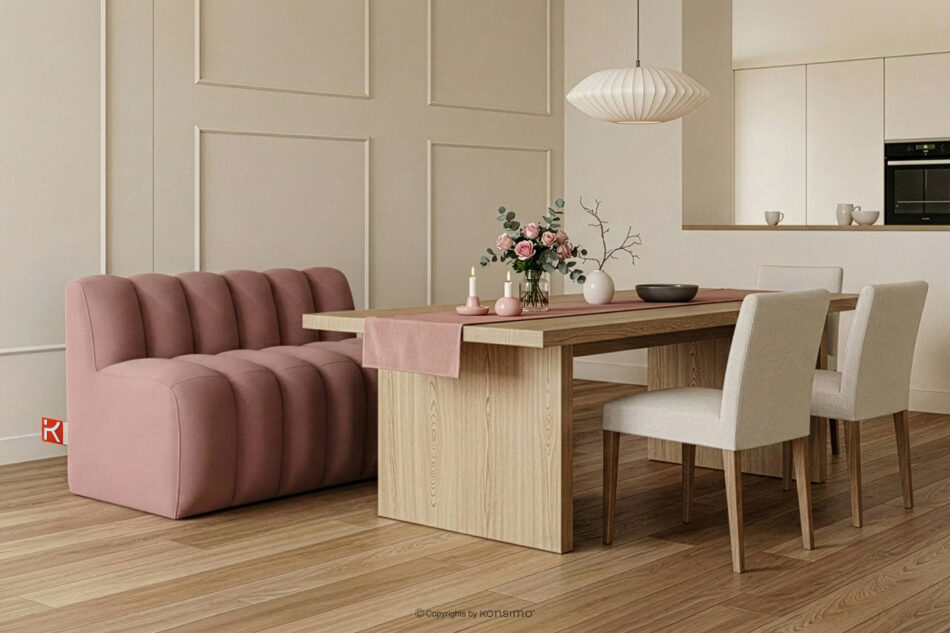 CORDA Ławka tapicerowana do jadalni 120 cm welur różowy różowy - zdjęcie 1