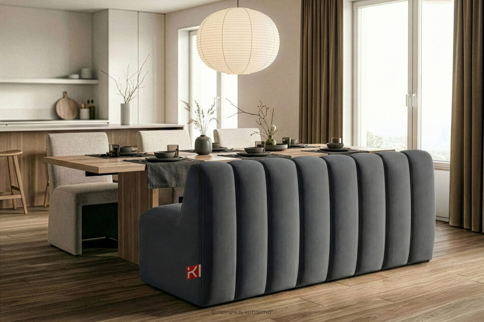 CORDA Ławka tapicerowana z oparciem 160 cm welur ciemny szary ciemny szary - zdjęcie 9