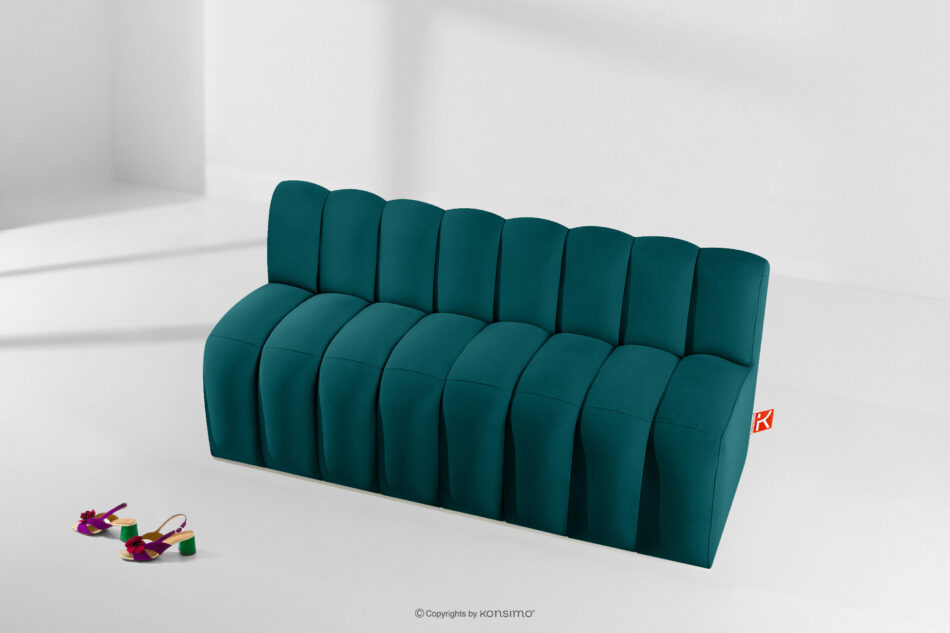 CORDA Ławka tapicerowana z oparciem 160 cm welur morski morski - zdjęcie 8