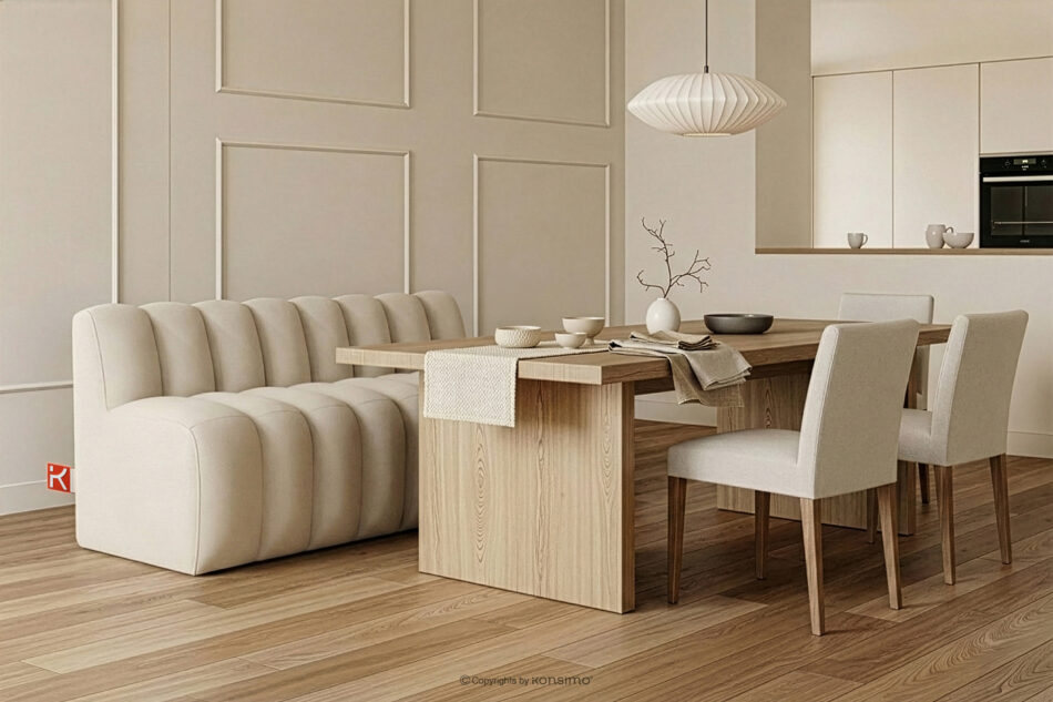 CORDA Ławka tapicerowana z oparciem 160 cm welur kremowy kremowy - zdjęcie 1