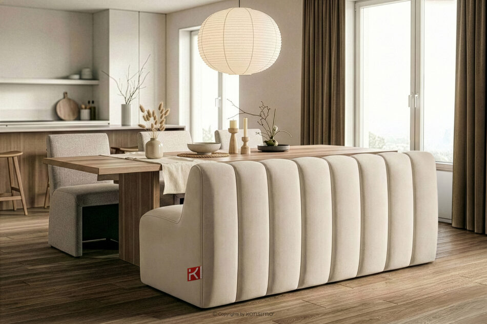 CORDA Ławka tapicerowana z oparciem 160 cm welur kremowy kremowy - zdjęcie 9