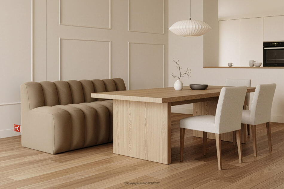 CORDA Ławka tapicerowana z oparciem 160 cm welur beżowy beżowy - zdjęcie 1