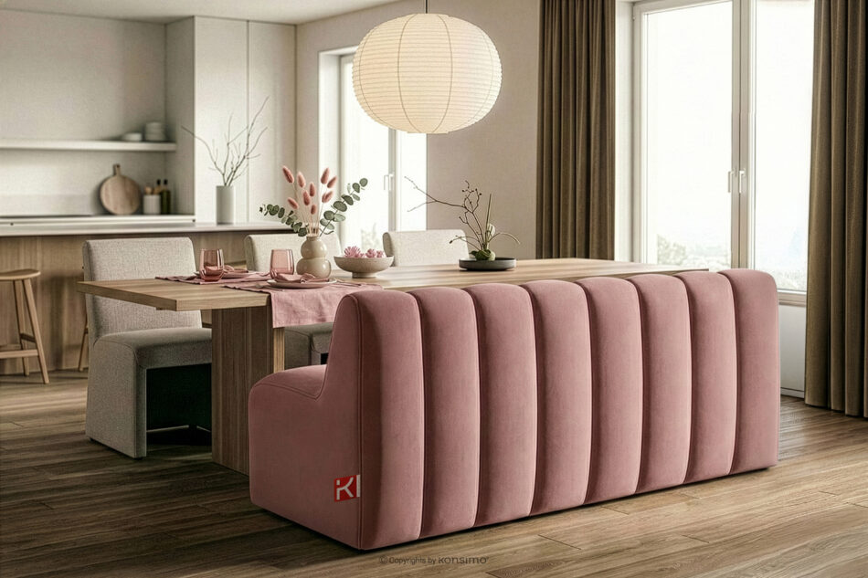 CORDA Ławka tapicerowana z oparciem 160 cm welur różowy różowy - zdjęcie 9