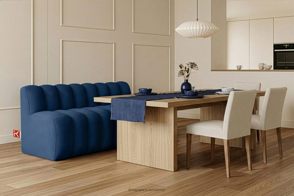 CORDA Ławka tapicerowana z oparciem 160 cm welur granatowy granatowy - zdjęcie 1