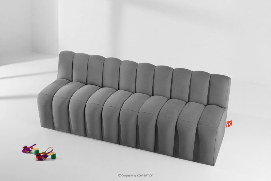 CORDA Ławka tapicerowana z oparciem 200 cm welur jasny szary jasny szary - zdjęcie 8