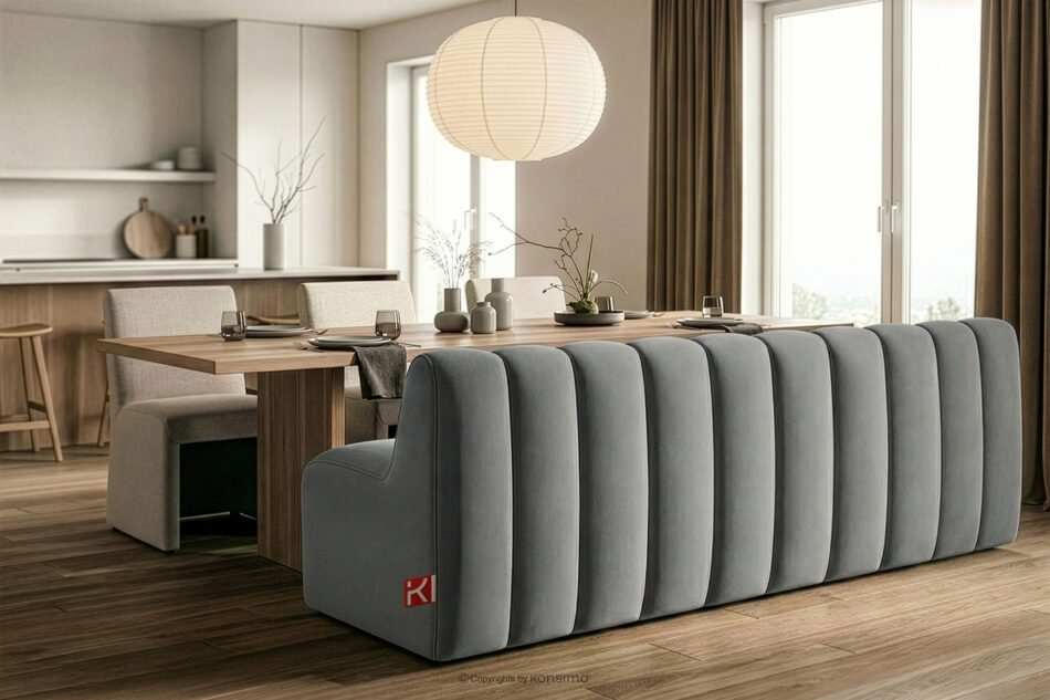 CORDA Ławka tapicerowana z oparciem 200 cm welur jasny szary jasny szary - zdjęcie 9