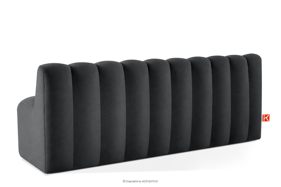 CORDA Ławka tapicerowana z oparciem 200 cm welur ciemny szary ciemny szary - zdjęcie 3