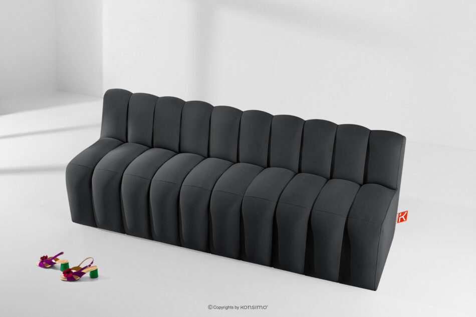 CORDA Ławka tapicerowana z oparciem 200 cm welur ciemny szary ciemny szary - zdjęcie 8