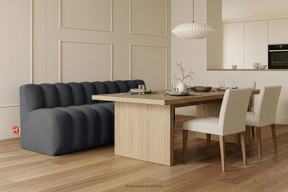 CORDA Ławka tapicerowana z oparciem 200 cm welur ciemny szary ciemny szary - zdjęcie 1