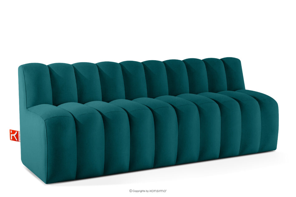 CORDA Ławka tapicerowana z oparciem 200 cm welur morski morski - zdjęcie 2