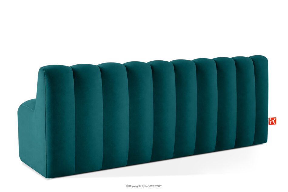 CORDA Ławka tapicerowana z oparciem 200 cm welur morski morski - zdjęcie 3