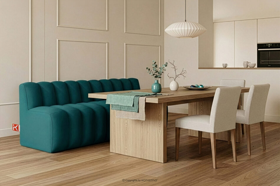 CORDA Ławka tapicerowana z oparciem 200 cm welur morski morski - zdjęcie 1