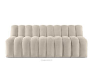 Ławka tapicerowana z oparciem 200 cm welur kremowy