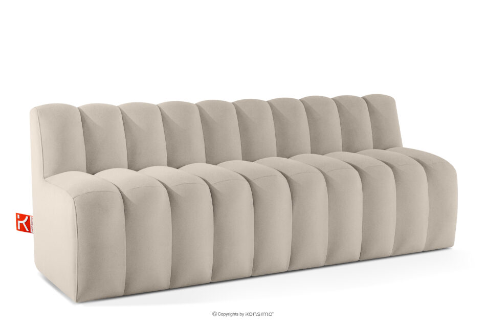 CORDA Ławka tapicerowana z oparciem 200 cm welur kremowy kremowy - zdjęcie 2