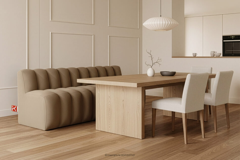 CORDA Ławka tapicerowana z oparciem 200 cm welur beżowy beżowy - zdjęcie 1