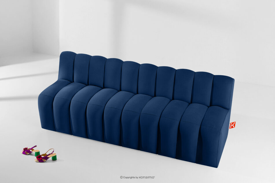 CORDA Ławka tapicerowana z oparciem 200 cm welur granatowy granatowy - zdjęcie 8