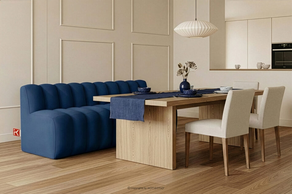 CORDA Ławka tapicerowana z oparciem 200 cm welur granatowy granatowy - zdjęcie 1