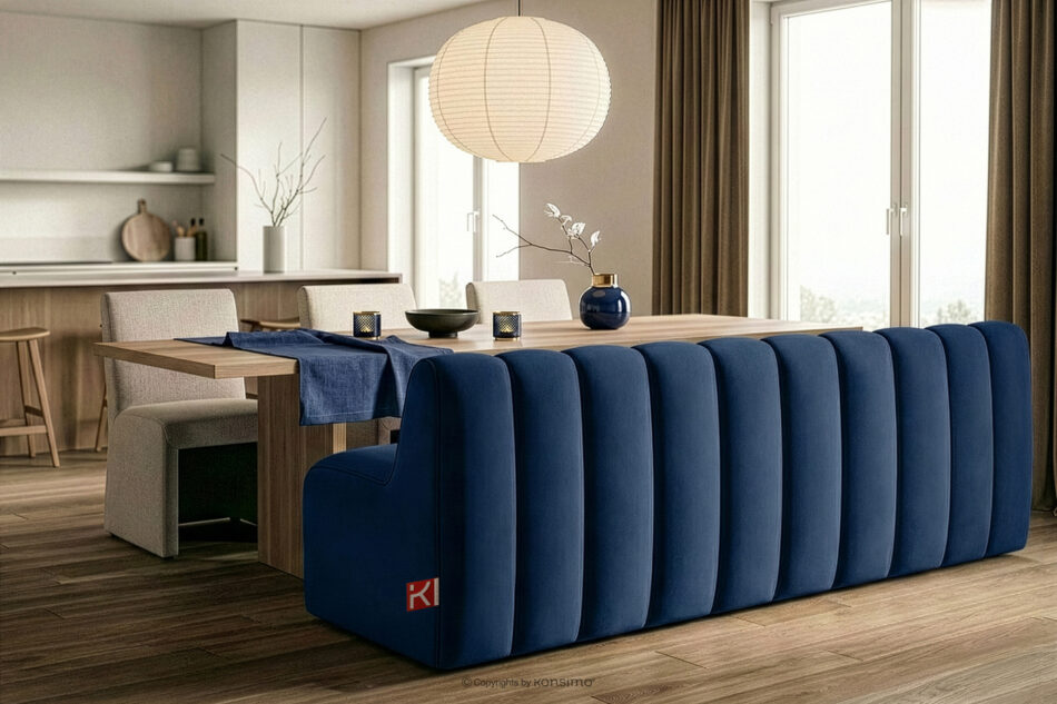 CORDA Ławka tapicerowana z oparciem 200 cm welur granatowy granatowy - zdjęcie 9