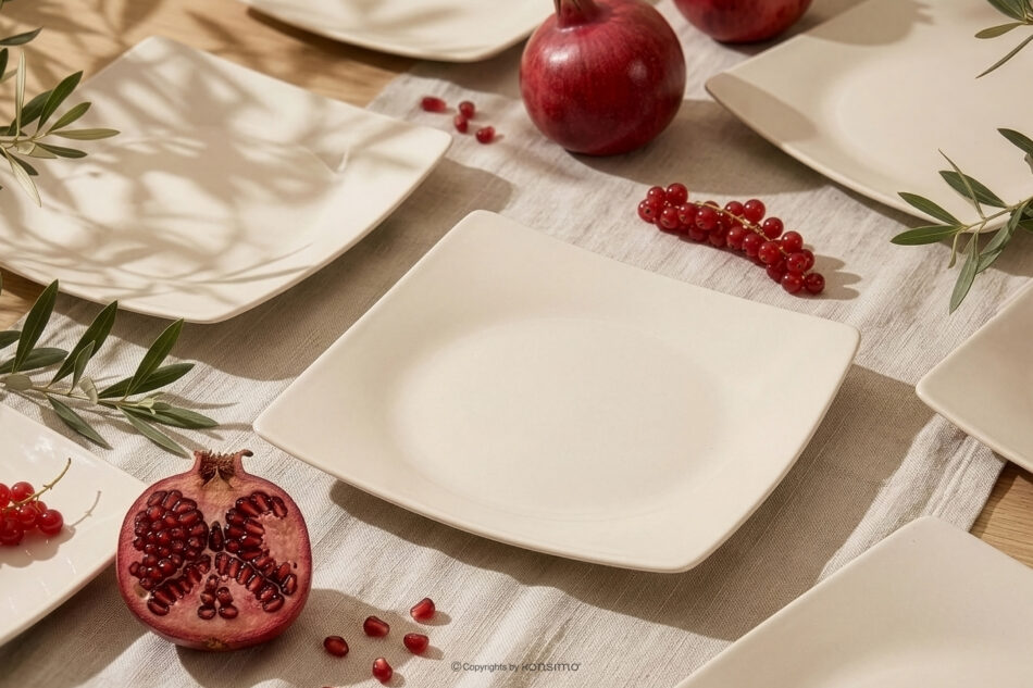 EPIRI Talerz deserowy kwadratowy beżowy połysk beżowy połysk - zdjęcie 1