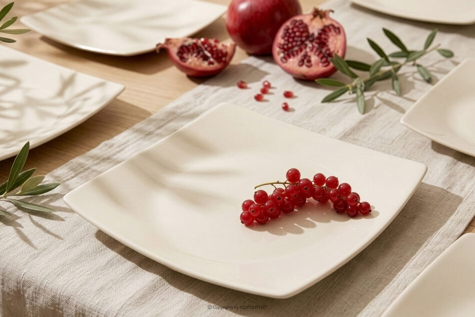 EPIRI Talerz obiadowy kwadratowy beżowy połysk beżowy połysk - zdjęcie 1