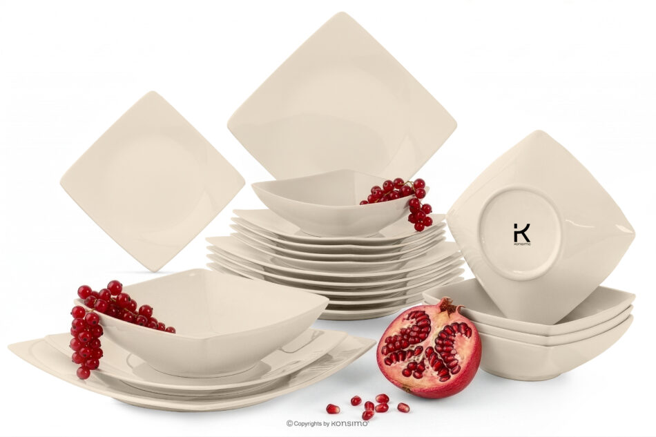 EPIRI Zestaw obiadowy kwadratowy beżowy połysk 6 os. (18el) beżowy połysk - zdjęcie 0