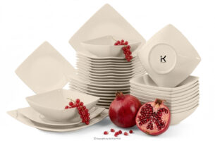 EPIRI, https://konsimo.pl/kolekcja/epiri/ Zestaw obiadowy kwadratowy beżowy połysk 12 os. (36el) beżowy połysk - zdjęcie