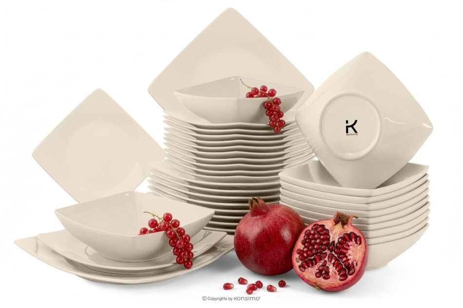 EPIRI Zestaw obiadowy kwadratowy beżowy połysk 12 os. (36el) beżowy połysk - zdjęcie 0