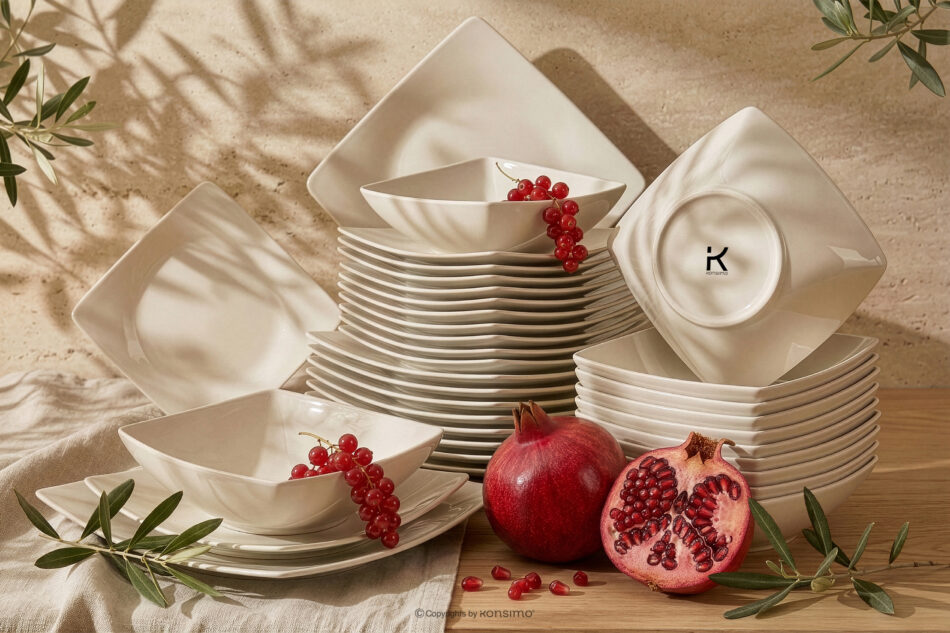 EPIRI Zestaw obiadowy kwadratowy beżowy połysk 12 os. (36el) beżowy połysk - zdjęcie 1