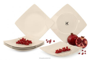 EPIRI, https://konsimo.pl/kolekcja/epiri/ Talerz obiadowy kwadratowy beżowy połysk 6szt. beżowy połysk - zdjęcie