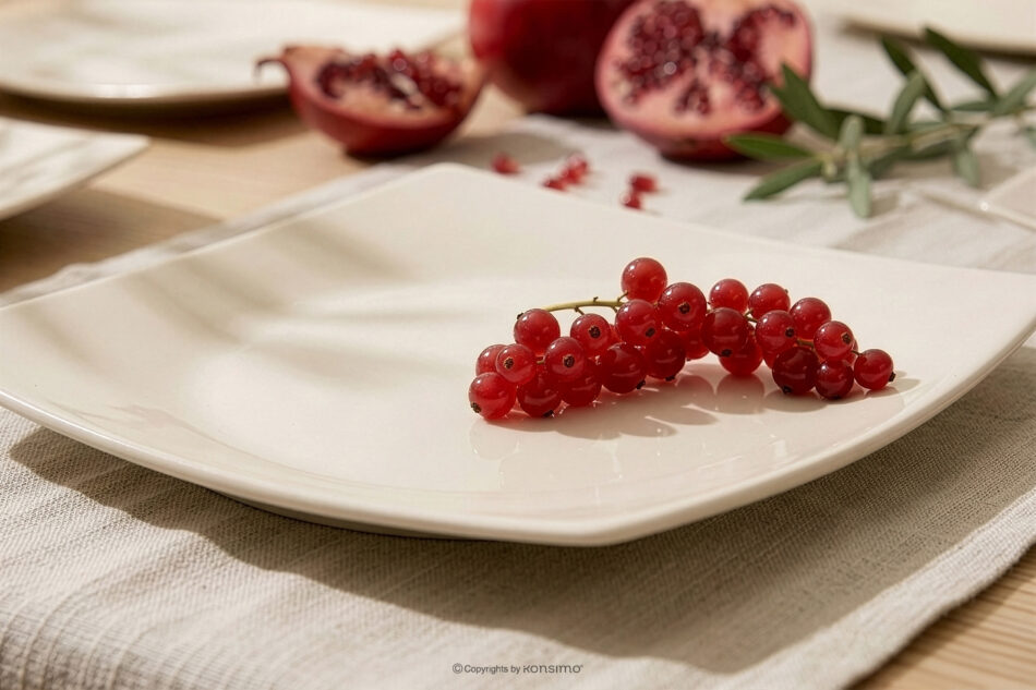 EPIRI Talerz obiadowy kwadratowy beżowy połysk 6szt. beżowy połysk - zdjęcie 8