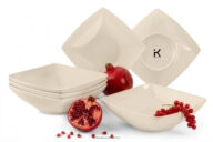 Talerz głęboki kwadratowy beżowy połysk 6szt.