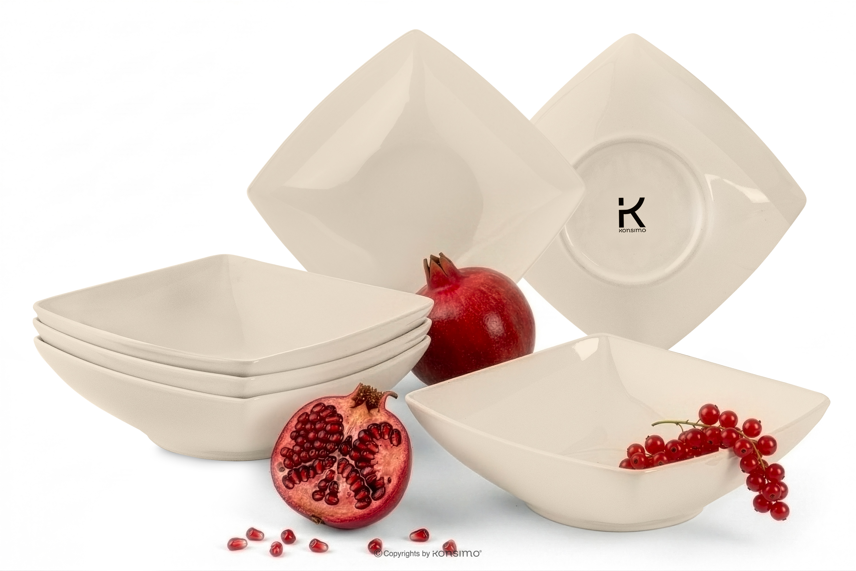 Talerz głęboki kwadratowy beżowy połysk 6szt.