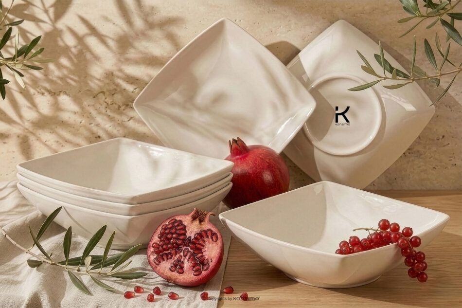 EPIRI Talerz głęboki kwadratowy beżowy połysk 6szt. beżowy połysk - zdjęcie 1