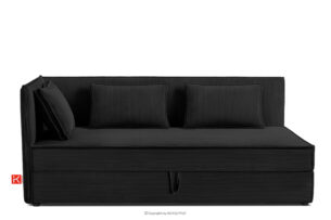 ROTI, https://konsimo.pl/kolekcja/roti/ Łóżko z oparciem w tkaninie sztruks 90 cm czarny czarny - zdjęcie